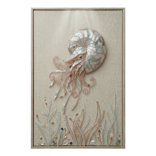 Nautilus Shell Ocean Wall Art ポスター (正面)