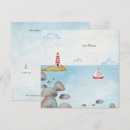 Nautisch Geboortekaartje Met Zee & Vuurtoren ノートカード