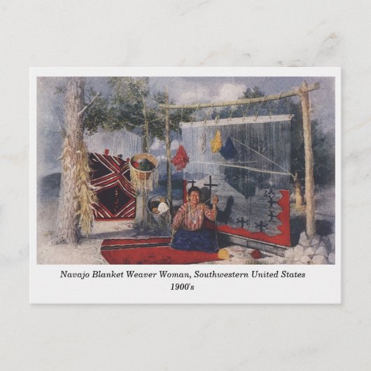 Navajo毛布ウィーバーウーマンオールドポストカード ポストカード (正面)