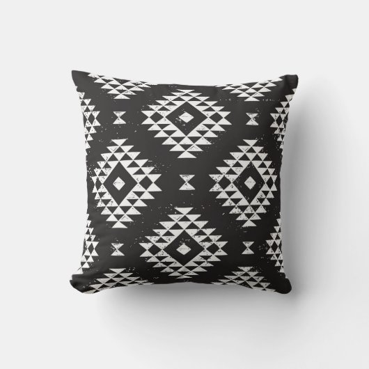 Navajo Geometric:白黒Tribal. クッション (正面)