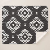 Navajo Geometric:白黒Tribal. シェルパブランケット (正面(横))