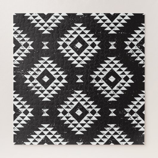 Navajo Geometric:白黒Tribal. ジグソーパズル (縦)
