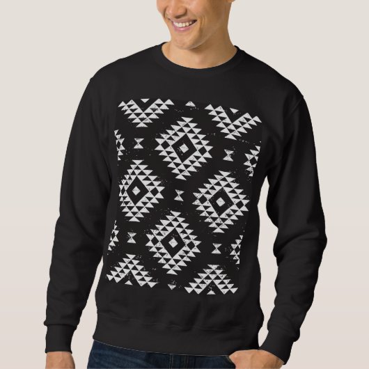 Navajo Geometric:白黒Tribal. スウェットシャツ (正面)