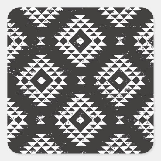 Navajo Geometric:白黒Tribal. スクエアシール (正面)