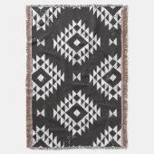 Navajo Geometric:白黒Tribal. スローブランケット (正面縦)