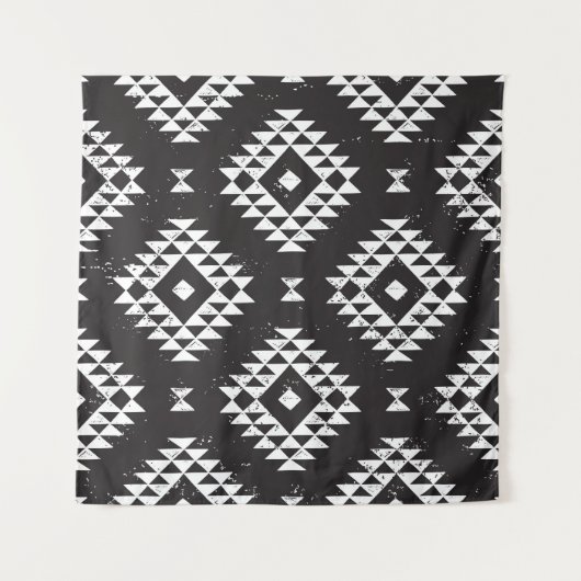 Navajo Geometric:白黒Tribal. タペストリー (正面)