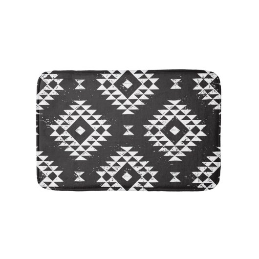 Navajo Geometric:白黒Tribal. バスマット (正面)