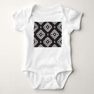 Navajo Geometric:白黒Tribal. ベビーボディスーツ