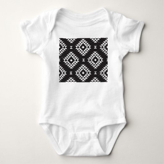 Navajo Geometric:白黒Tribal. ベビーボディスーツ (正面)