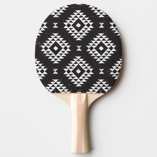 Navajo Geometric:白黒Tribal. 卓球ラケット (正面)