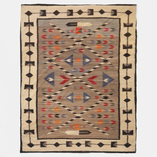 NAVAJO HORSE SADDLE BLANKET PRINT FROM 1900 フリースブランケット (正面)