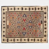 NAVAJO HORSE SADDLE BLANKET PRINT FROM 1900 フリースブランケット (正面(横))