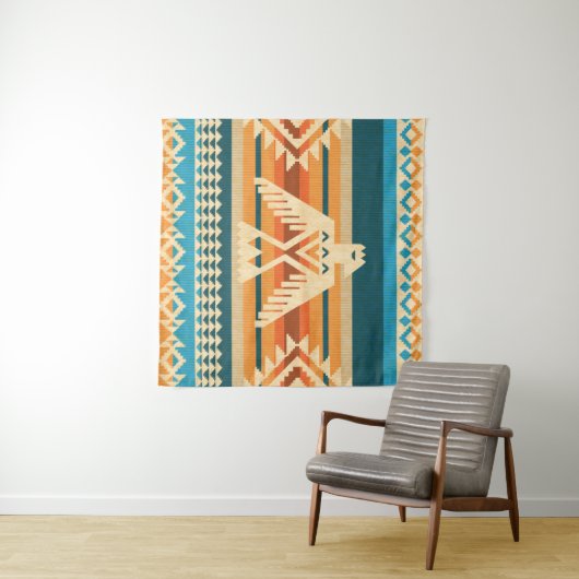 Navajo style abstract seamless pattern with eagle タペストリー (インサイチュ(横))