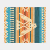 Navajo style abstract seamless pattern with eagle フリースブランケット (正面(横))