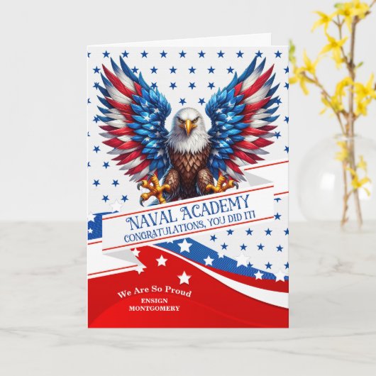 Naval Academy Graduate American Eagle and Stars カード (黄色い花)