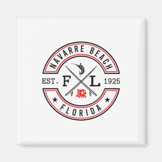 Navarre Beach Florida Fl Retro Surfer Beach Front  マグネット (正面)