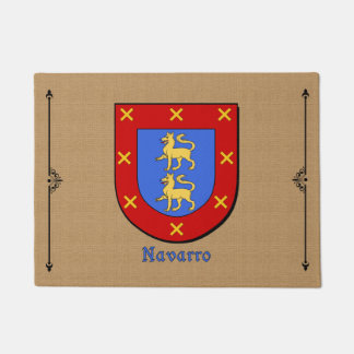 Navarro Historical Shield on Burlap Background ドアマット