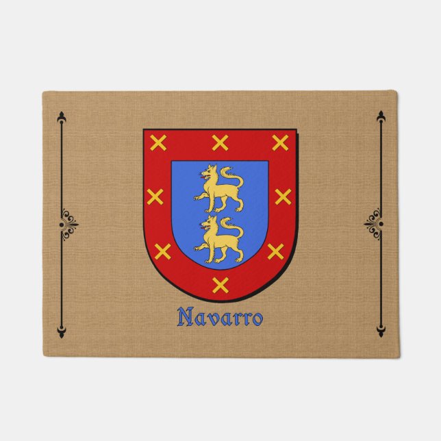 Navarro Historical Shield on Burlap Background ドアマット (正面)