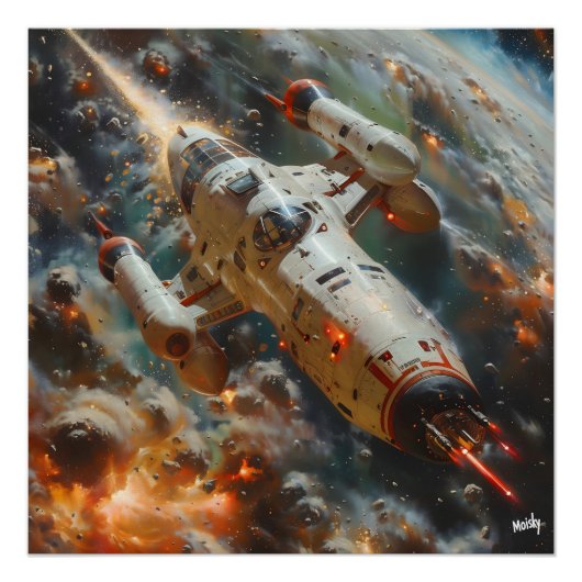 Nave espacial futurista en combate intergaláctico ポスター (正面)