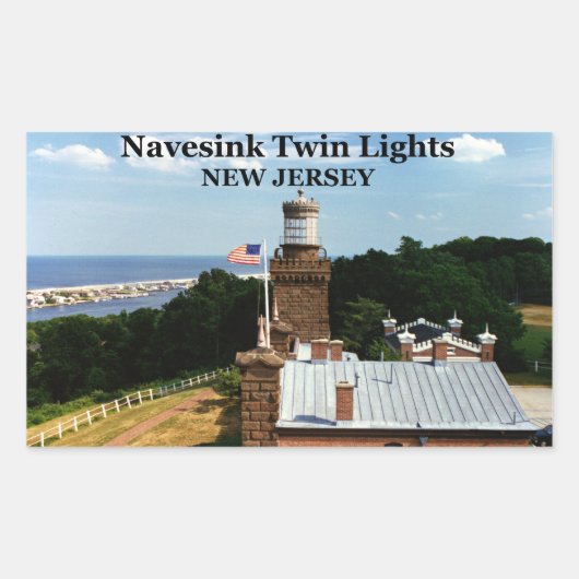 Navesink Twin Lights, New Jersey Stickers 長方形シール (正面)