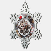 Navidad 1 - 001 スノーフレークピューターオーナメント (右)