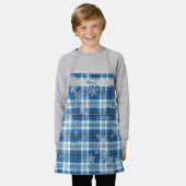  Navidad Elegante Cuadriculado Azul  エプロン (着用した状態)
