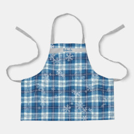  Navidad Elegante Cuadriculado Azul  エプロン