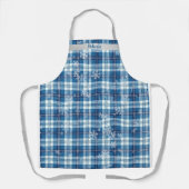  Navidad Elegante Cuadriculado Azul  エプロン (正面)
