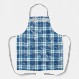  Navidad Elegante Cuadriculado Azul  エプロン