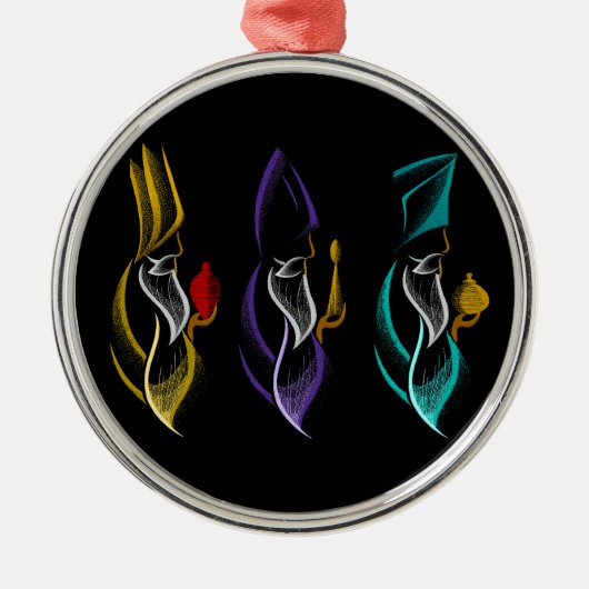 Navidad Reyes Magos estilo bordado メタルオーナメント (正面)