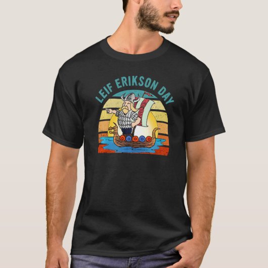 Navigator Explorer Leif Erikson Day Nordic America Tシャツ (正面)
