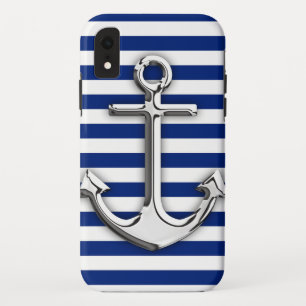 NavyいかりにChromeのようなグラフィックストライプ iPhone XRケース