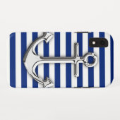 NavyいかりにChromeのようなグラフィックストライプ Case-Mate iPhoneケース (裏面(横))