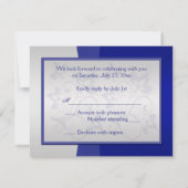 NavyとSilverフローラとSilverハートRSVP 出欠カード (裏面)