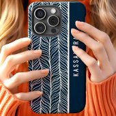 NavyとWhite Herringboneの名前パーソナライズされた。 Case-Mate iPhoneケース