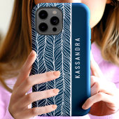 NavyとWhite Herringboneの名前パーソナライズされた。 Case-Mate iPhoneケース