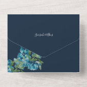 Navyのほこりっぽい青い水彩花 オールインワン招待状 (裏面)