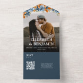 Navyエレガント And Rust QRコードRSVP結婚's オールインワン招待状 (内側)