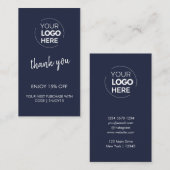Navyロゴスタイリッシュビジネスモダンに感謝 割引カード (正面/裏面)