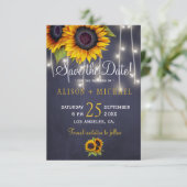 Navy素朴なサンフラワーは日付結婚の セーブザデート (スタンド正面)