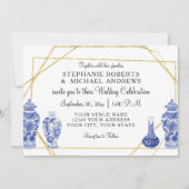 Navy金ゴールドヴィンテージ中国のヴィンテージの花瓶（横） 招待状 (正面)