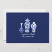 Navy金ゴールドヴィンテージ中国のヴィンテージの花瓶（横） 招待状 (裏面)