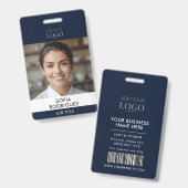 Navy お洒落 Blue写真企業のバーコードID バッジ (正面＆裏面)