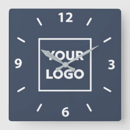 Navy はっきりした Blueのビジネスロゴ スクエア壁時計