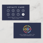 Navy エレガント Blueモダン Companyビジネスロゴ ロイヤリティカード (正面/裏面)