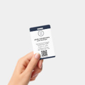 Navy エレガント Blue Employee IDカスタムロゴOCR バッジ (手持ち)