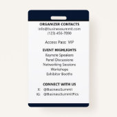 Navy エレガント Blue Employee IDカスタムロゴOCR バッジ (裏面)