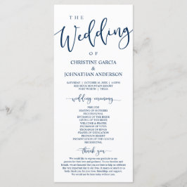 Navy エレガント Blue Script、私たちの式結婚 プログラム