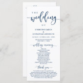 Navy エレガント Blue Script、私たちの式結婚 プログラム (正面/裏面)