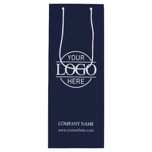Navy スタイリッシュ Blue社の企業のビジネスロゴ ワインギフトバッグ (正面)